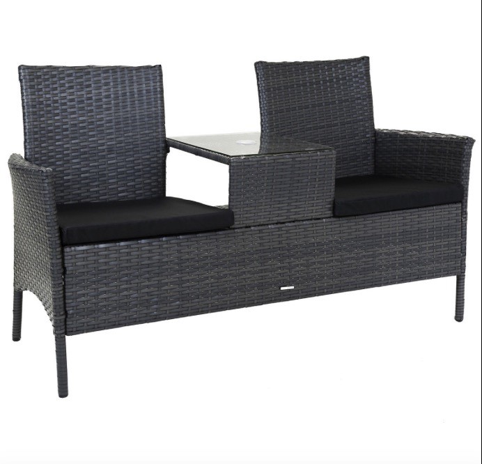 Charles Bentley Rattan Companion Love Seat Bench Outdoor Garden