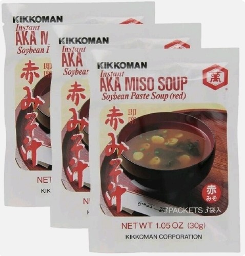 Pack of 3 - Kikkoman Instant AKA Miso Soup Soybean Paste Soup Red Miso Soup