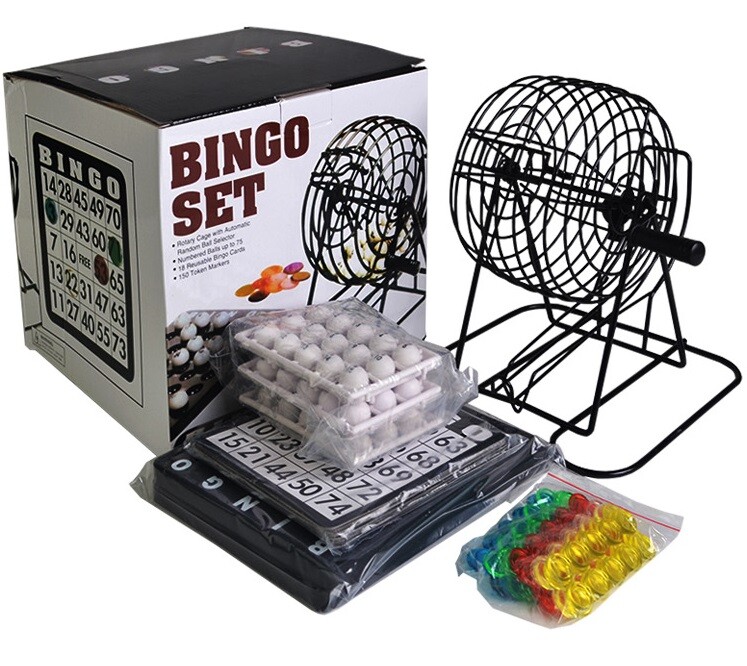 Gioco Bingo Set Completo Tradizionale Gioco Famiglia 150 Chips 18 Cartelle dfh