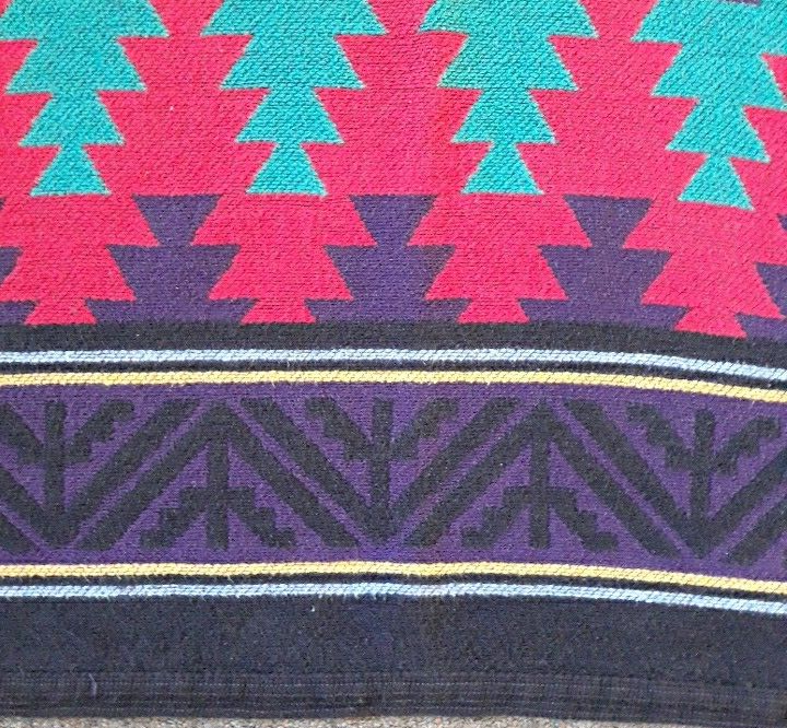 Vintage 90s Bath Sheet Towel Multi Geometric Southwestern Aztec 60x40