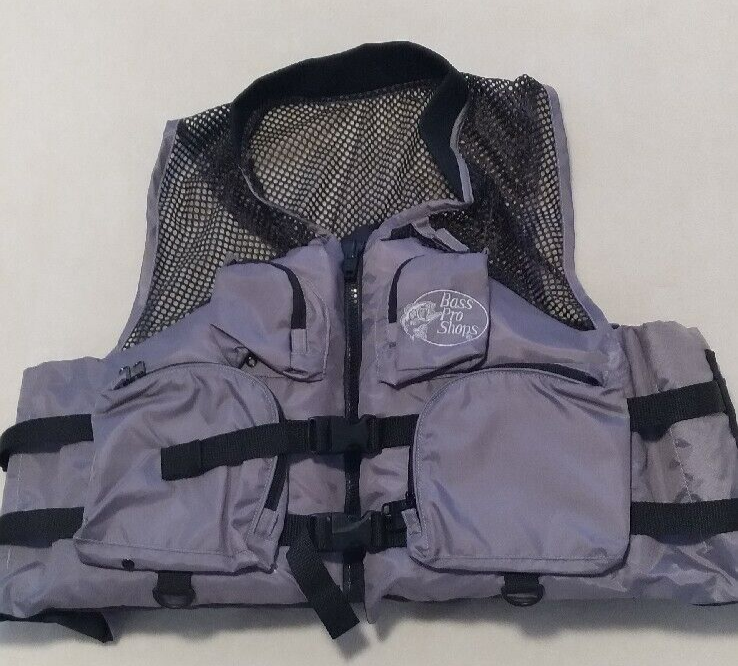 Bass Pro Shops Tournament Mesh Fishing Life Vest Size XXL 2XL Model 1800  Gray