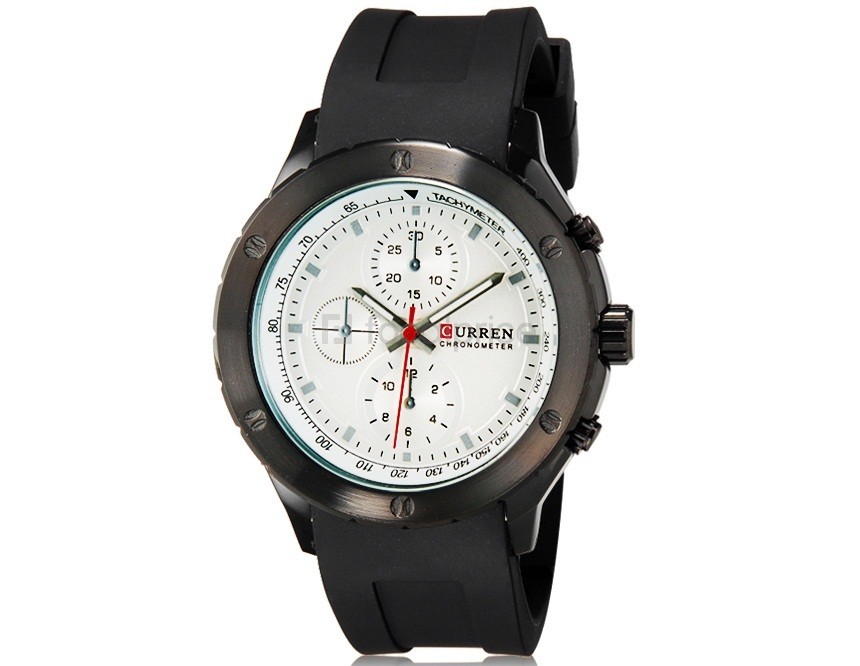 Orologio Polso Curren 8165 Uomo Sport Analogico Quarzo Nero Quad Bianco lac