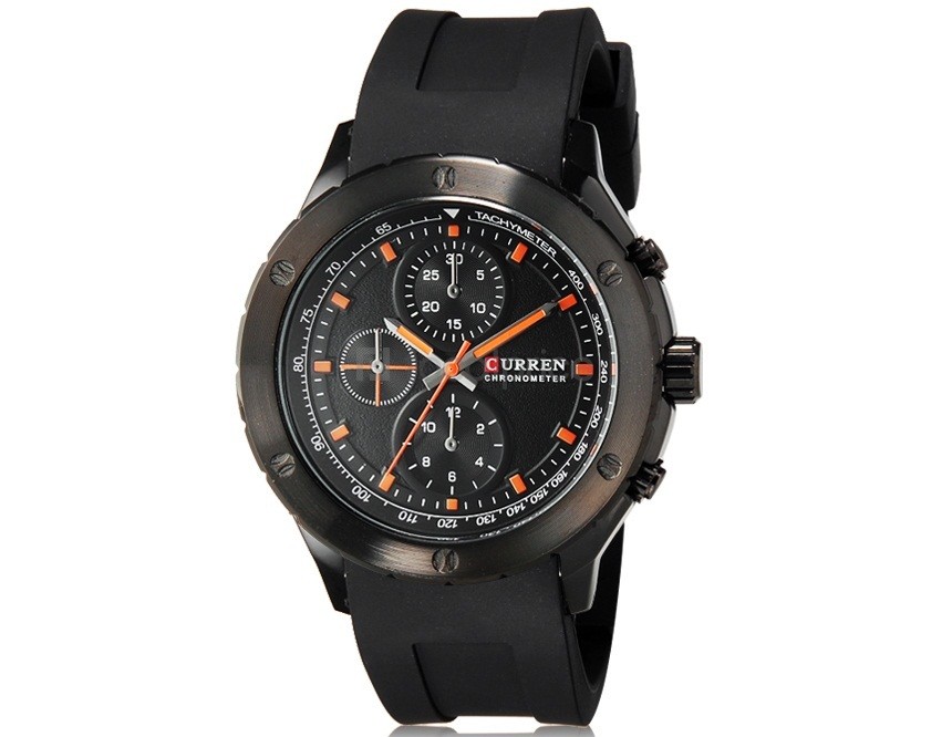 Orologio Polso Curren 8165 Uomo Sport Analogico Quarzo Nero Quad Nero lac