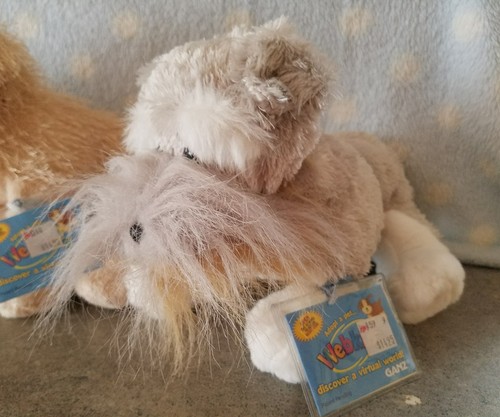 lot of 2 webkinz plush dogs puppies golden and schnauzer sealed codes