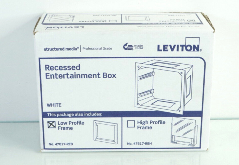 Leviton 47617-reb Recessed Entertainment Box Includes Low Profile Frame White