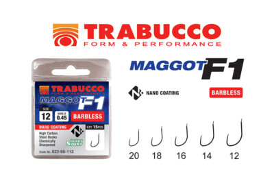 2 CONF. AMI TRABUCCO MAGGOT F1 MICRO BARB SIZE 12  PER CARPA 02366012