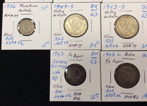 Foreign Silver Coins-Mixed Lot of 8 Countries