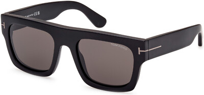 Pre-owned Tom Ford Ft0711-n 02a Fausto Geometric Matte Black Smoke 53 Mm Men's Sunglasses In Gray