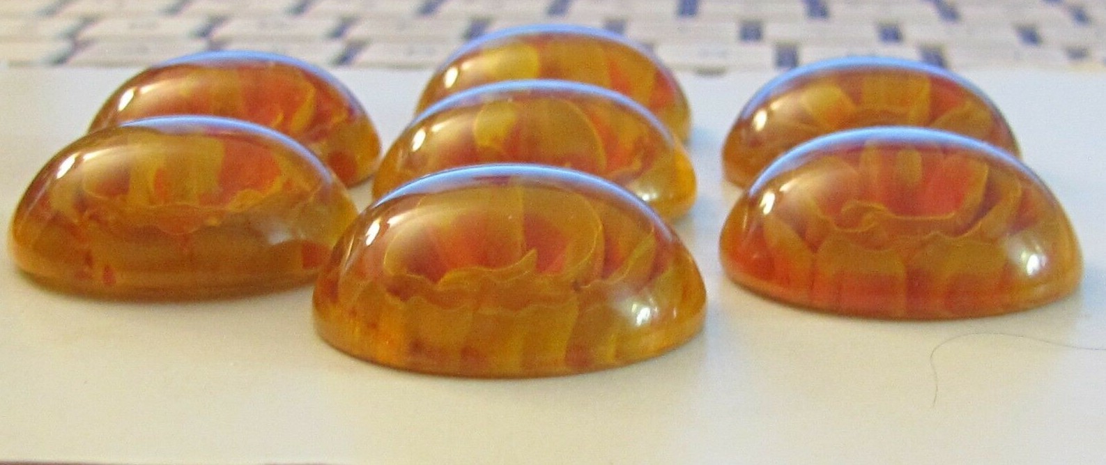 7 Vintage Applejuice Bakelite Buttons Reverse Carved Matching Set