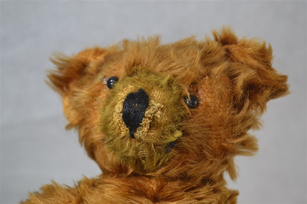 antique bear mohair teddy stuffed bear 14 in. jointed brown rust  original