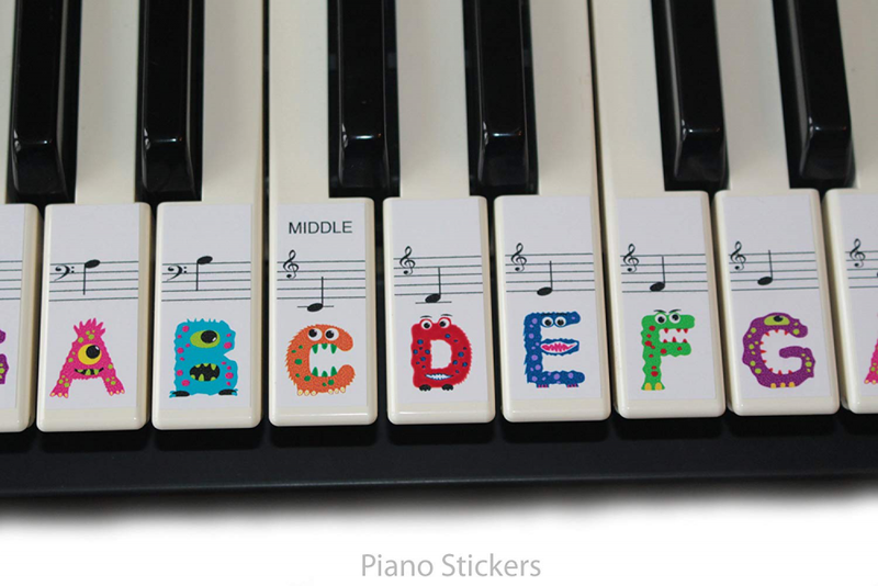 Keyboard or Piano Stickers 61 key set For Kids learn to play THE FUN WAY PSMW61
