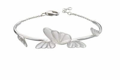 Elements silver statement butterfly bangle, adjustable 7-7.5''