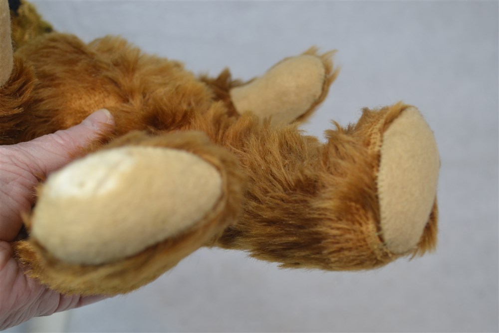 antique bear mohair teddy stuffed bear 14 in. jointed brown rust  original