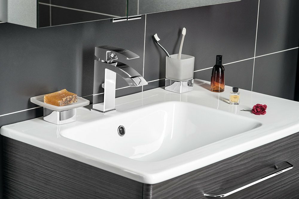 Waschtisch mit Ablage rechts Einbauwaschbecken 80x50 cm Waschbecken