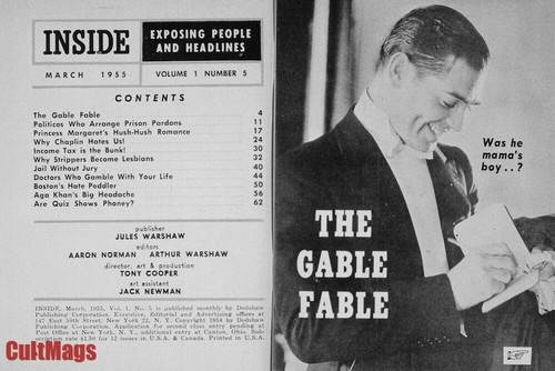 Inside 1955 Mar Vol 1 No 5 Clark Gable Charlie Chaplin digest pinup cheesecake