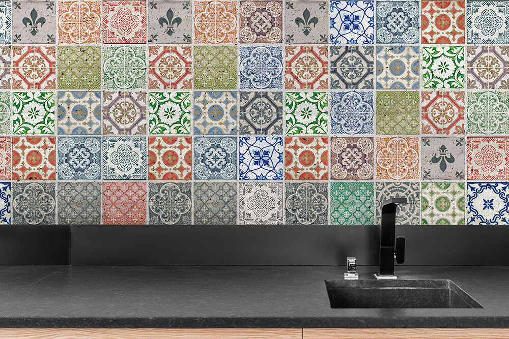 4 Kitchen Bathroom Vintage Porcelain Wall Tile Sticker - 10 cm x 10 cm