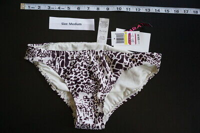 M NWT Women's Bikini Bottom SwimSuit Brown White Reptile Snakeskin 99 Degrees