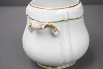 Old Paris Porcelain Sugar Pot Canister No Lid Vase White Gold Wedding France