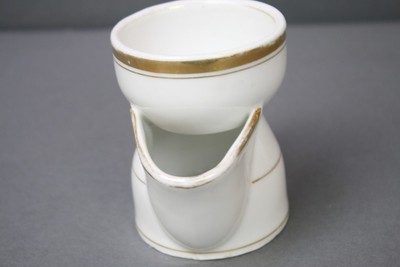 Old Paris Antique Shaving Cup w Spout Pitcher White Gold Rare
