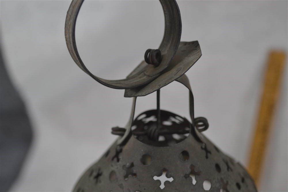 antique tin glass candle lantern 