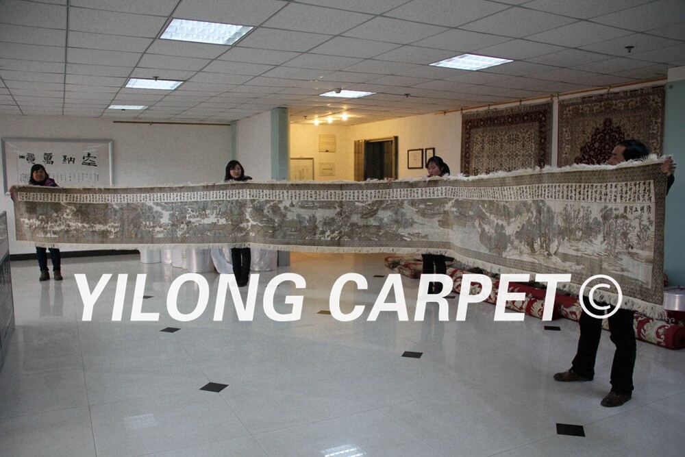 Yilong 2 5 X29 5 Qingming Riverside Seene Design Silk Handmade Rug Carpet 225 Ebay
