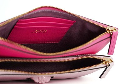 Pre-owned Versace Elegant Pink Leather Pouch Clutch