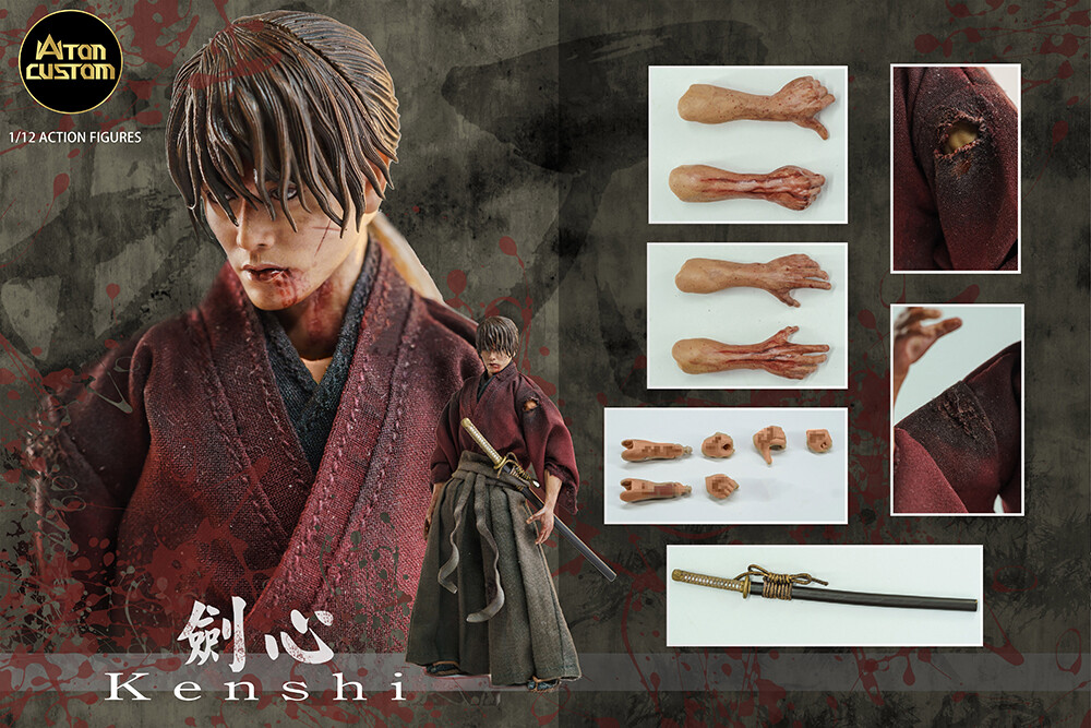Aton Custom 1/12 サムライ アクションフィギュア In Stock) Aton Custom 1/12 Scale Kenxin (Kenshin) Act