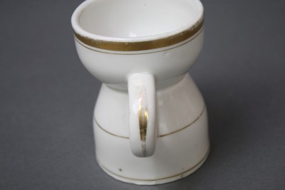 Old Paris Antique Shaving Cup w Spout Pitcher White Gold Rare