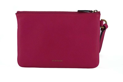 Pre-owned Versace Elegant Pink Leather Pouch Clutch