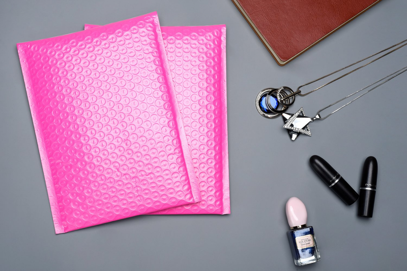 Fu Global 4x8-Inch Poly Bubble Mailer Pink Self Seal Padded Envelopes Pack of 50