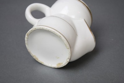Old Paris Antique Shaving Cup w Spout Pitcher White Gold Rare
