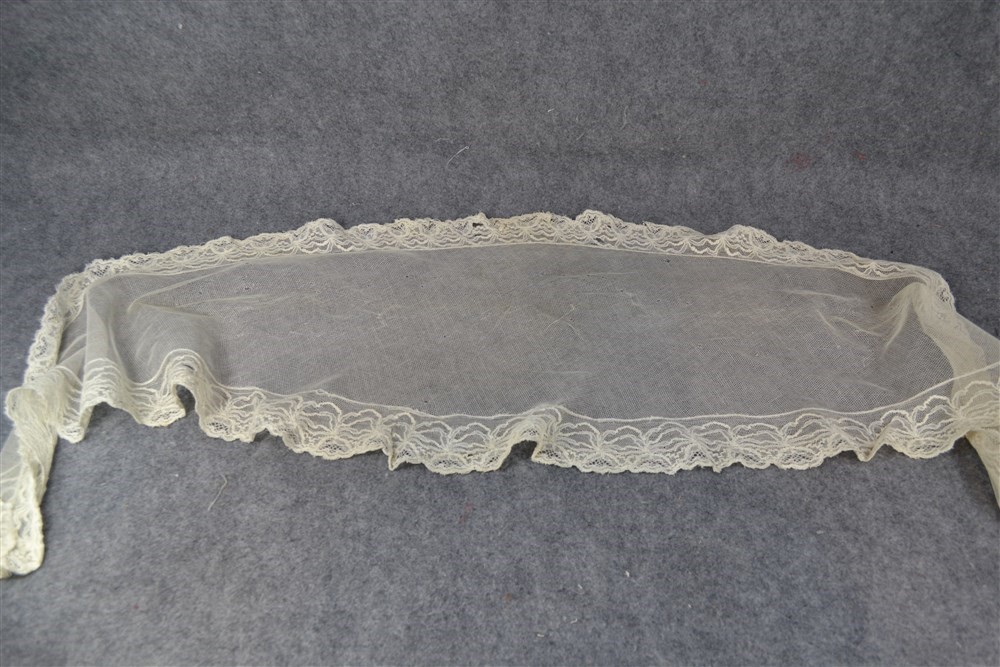 antique fichu collar net lace early hand made  white 19th c original vg