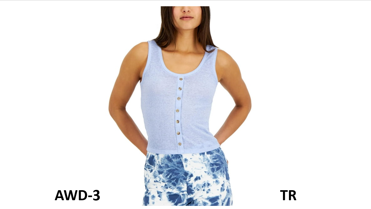 Crave Fame Women's Juniors' Sleeveless Ribbed Tank Top, Brunnera Blue, Small