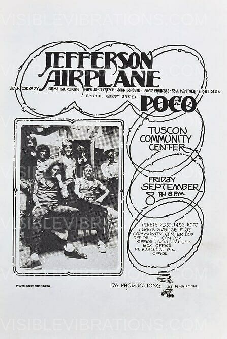 Jefferson Airplane Concert Handbill Randy Tuten Designed Tucson 1972