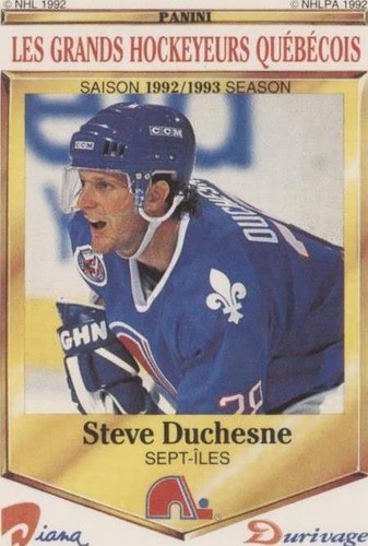 1992-93 Panini Diana/Durivage Les Grands Hockeyeurs Quebecois - Steve Duchesne #38