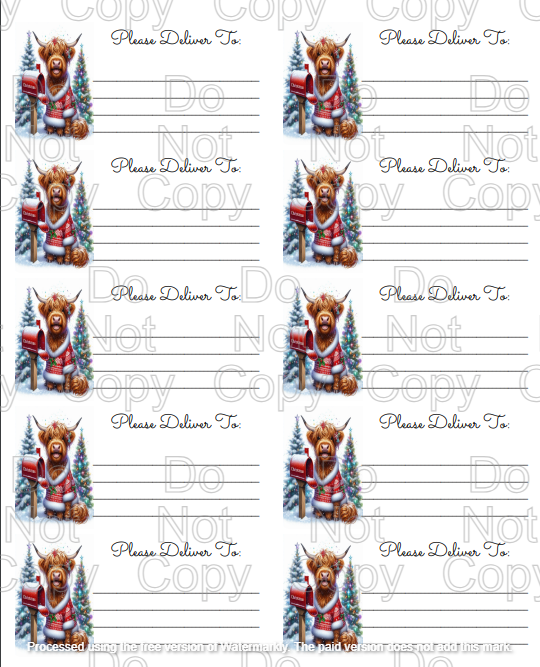 3 Sheets Christmas / Winter  themed Please Deliver To ( PDT ) Shipping labels