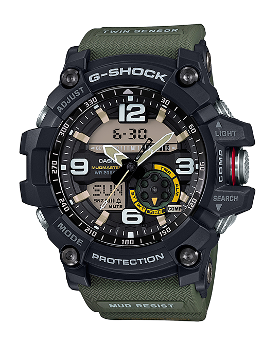 Pre-owned Casio G-shock Gg1000-1a3 Mudmaster Men's Twin Sensor Compass Military Od Green Watch