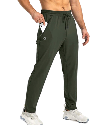 G Gradual Men's Sweatpants Zipper Pockets Tapered Joggers Men Athletic 2X  green