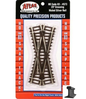 Atlas HO Scale ~ New 2024 ~ Code 83 Track ~ 25 Degree Diamond Crossing ~ 573