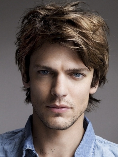 Glossy Men S Messy Hairstyle Short Straight Wig Dark Blonde Ebay