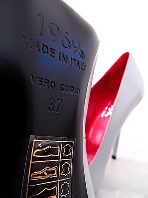 MADE IN ITALY 1969 MADE IN ITALY ALL LEATHER HIGH HEELS W96 ANOUK STYLE STILETTO PUMPS GREY