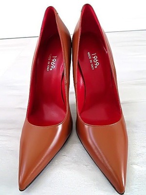 MADE IN ITALY 1969 MADE IN ITALY ALL LEATHER HIGH HEELS R37 ANOUK STYLE STILETTO PUMPS BROWN