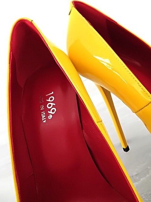 MADE IN ITALY 1969 MADE IN ITALY ALL LEATHER HIGH HEELS ZG6 ANOUK STYLE STILETTO PUMPS YELLOW