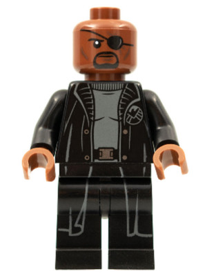 LEGO sh0585b MARVEL - Nick Fury - Gray Sweater and Black Trench Coat, No Shirt
