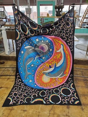 dolphin yin yang tapestry sun moon wall hanging twin throw hippie decor backdrop