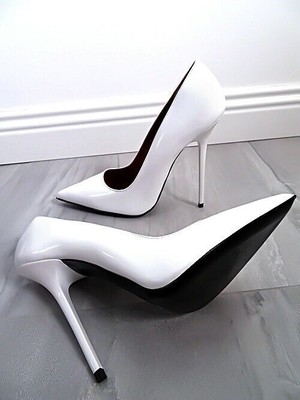 MADE IN ITALY 1969 MADE IN ITALY ALL LEATHER HIGH HEELS R27 ANOUK STYLE STILETTO PUMPS WHITE