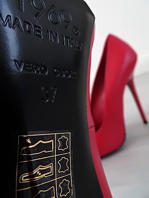 MADE IN ITALY 1969 MADE IN ITALY ALL LEATHER HIGH HEELS R41 ANOUK STYLE STILETTO PUMPS RED