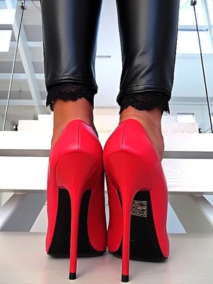 MADE IN ITALY 1969 MADE IN ITALY ALL LEATHER HIGH HEELS R41 ANOUK STYLE STILETTO PUMPS RED
