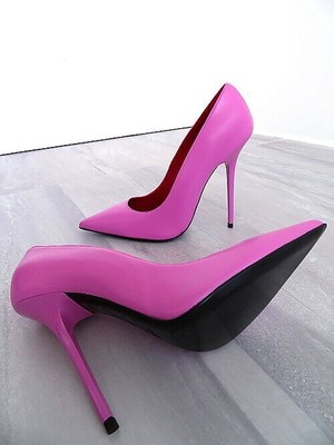 MADE IN ITALY 1969 MADE IN ITALY ALL LEATHER HIGH HEELS U33 ANOUK STYLE STILETTO PUMPS GLICINE