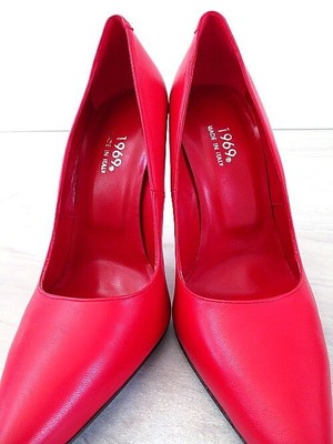 MADE IN ITALY 1969 MADE IN ITALY ALL LEATHER HIGH HEELS R41 ANOUK STYLE STILETTO PUMPS RED